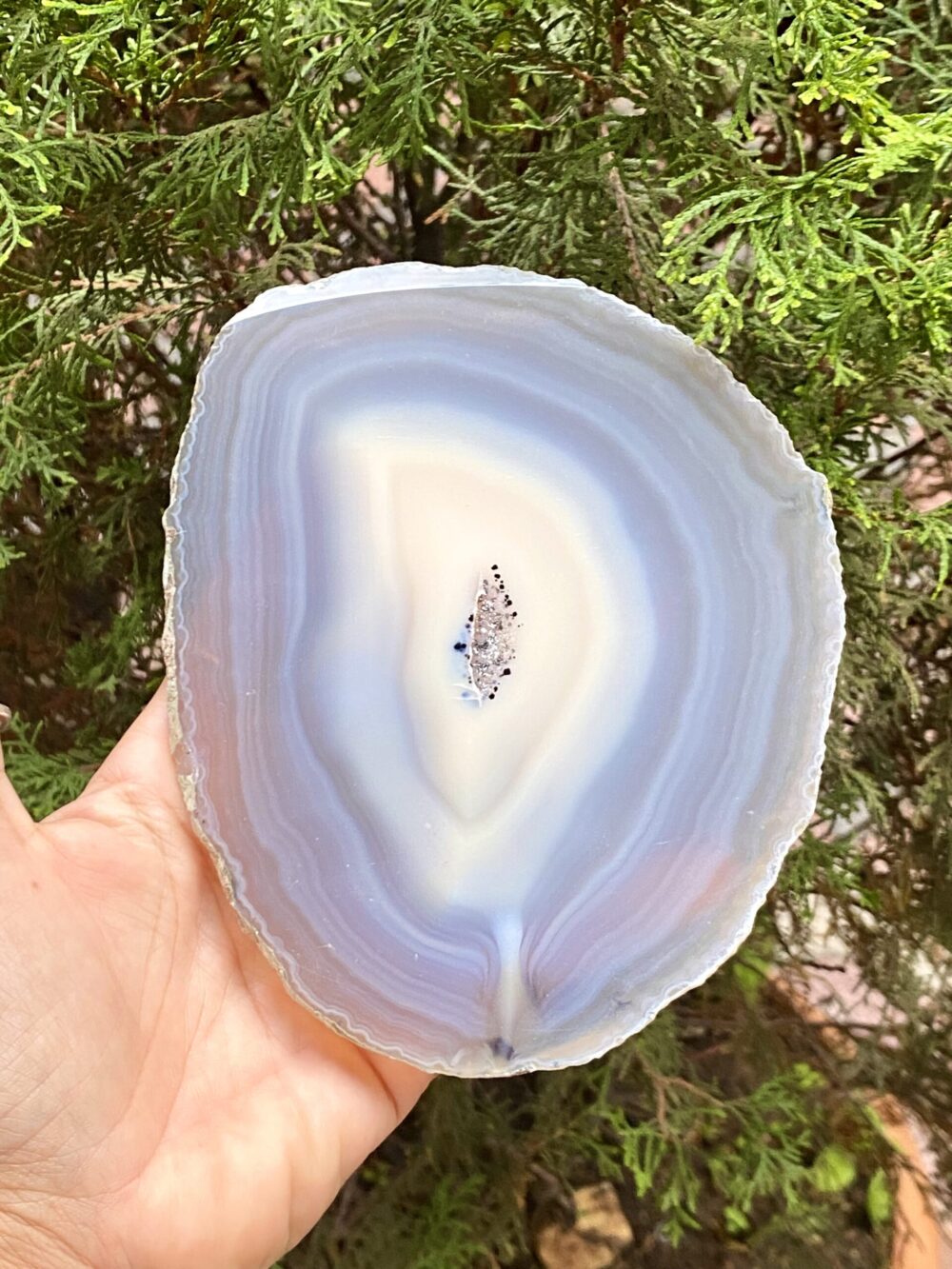 Akik Doğal Taş Beyaz/Açık Mavi Plaka