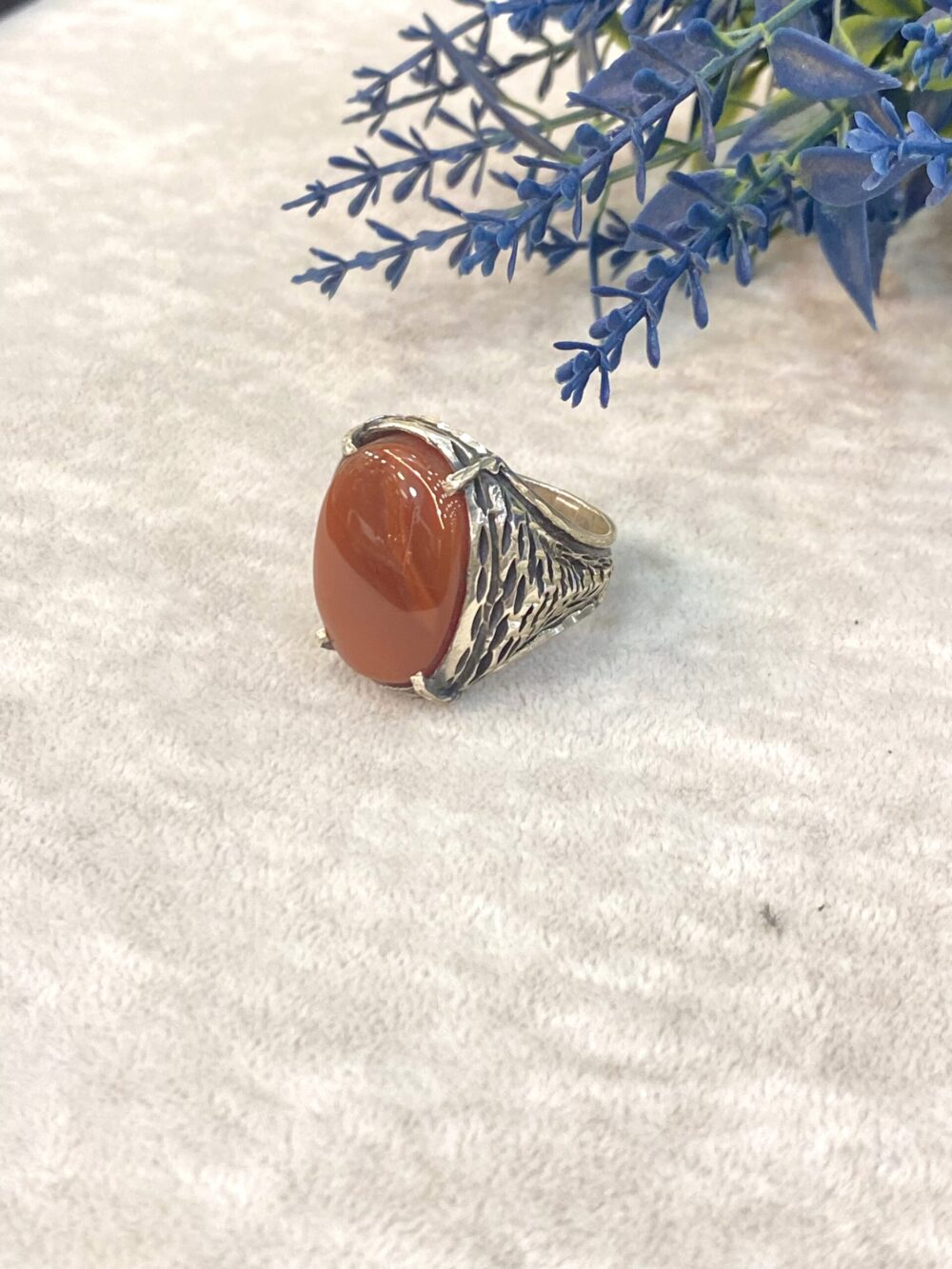 Akik Doğal Taş Gümüş Yüzük