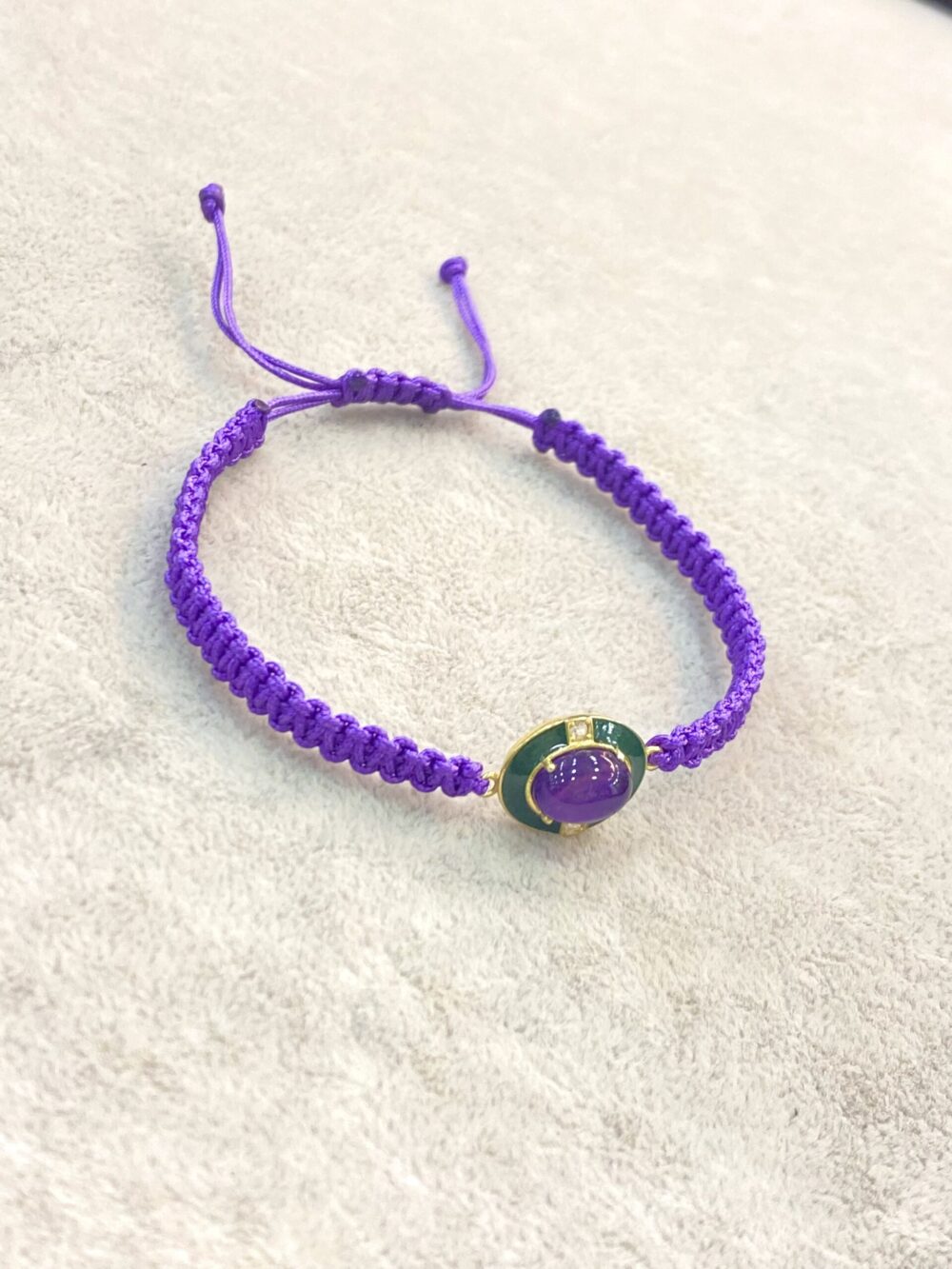 Ametist Doğal Taş Gümüş İpli Bileklik