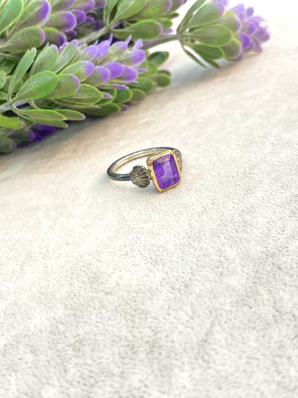 Ametist Doğal Taş Gümüş Yüzük