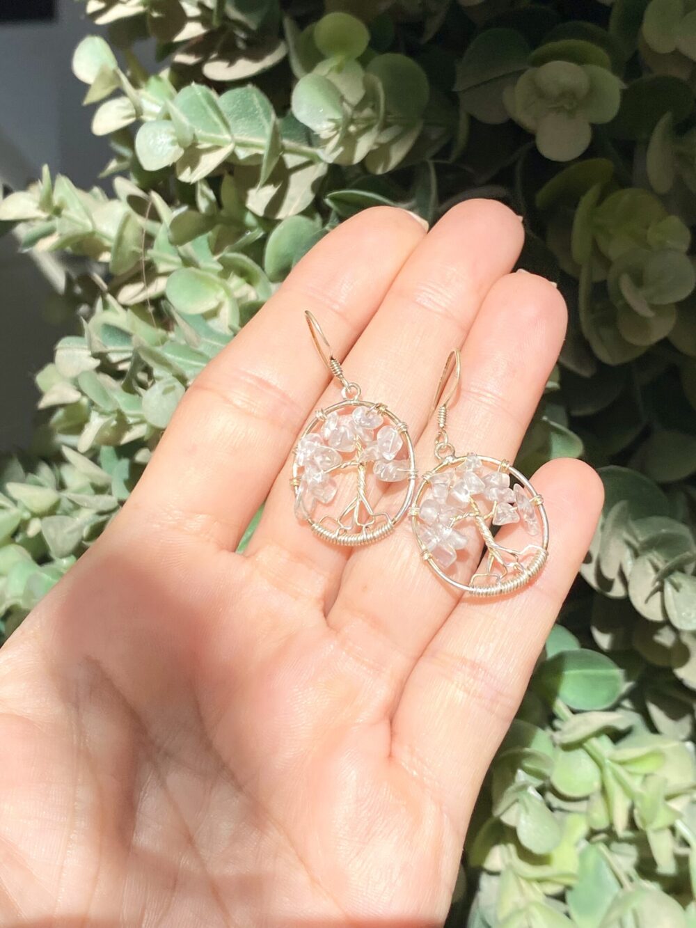 Ay Doğal Taş Gümüş Küpe