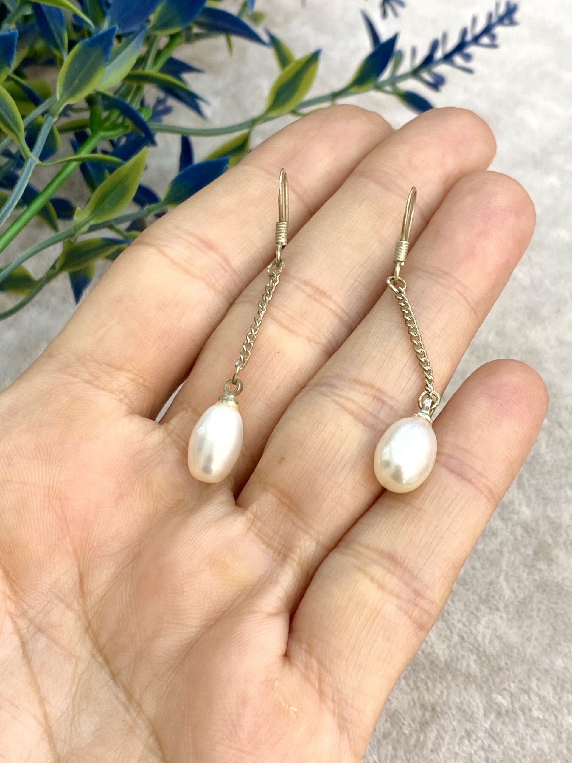 Pearl Natural Stone Silver Earrings