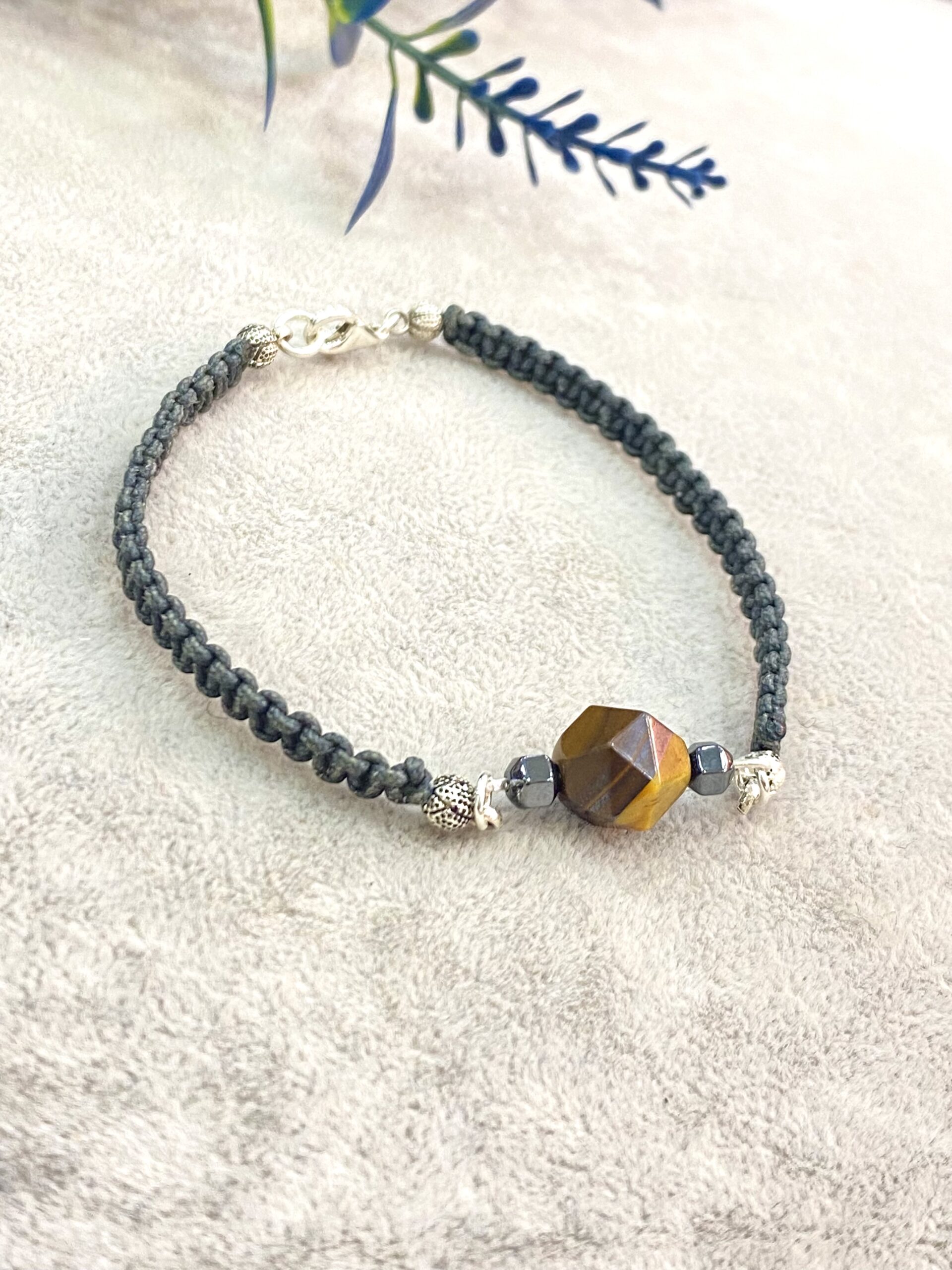Tiger's Eye Natural Stone Silver İpli Bracelet