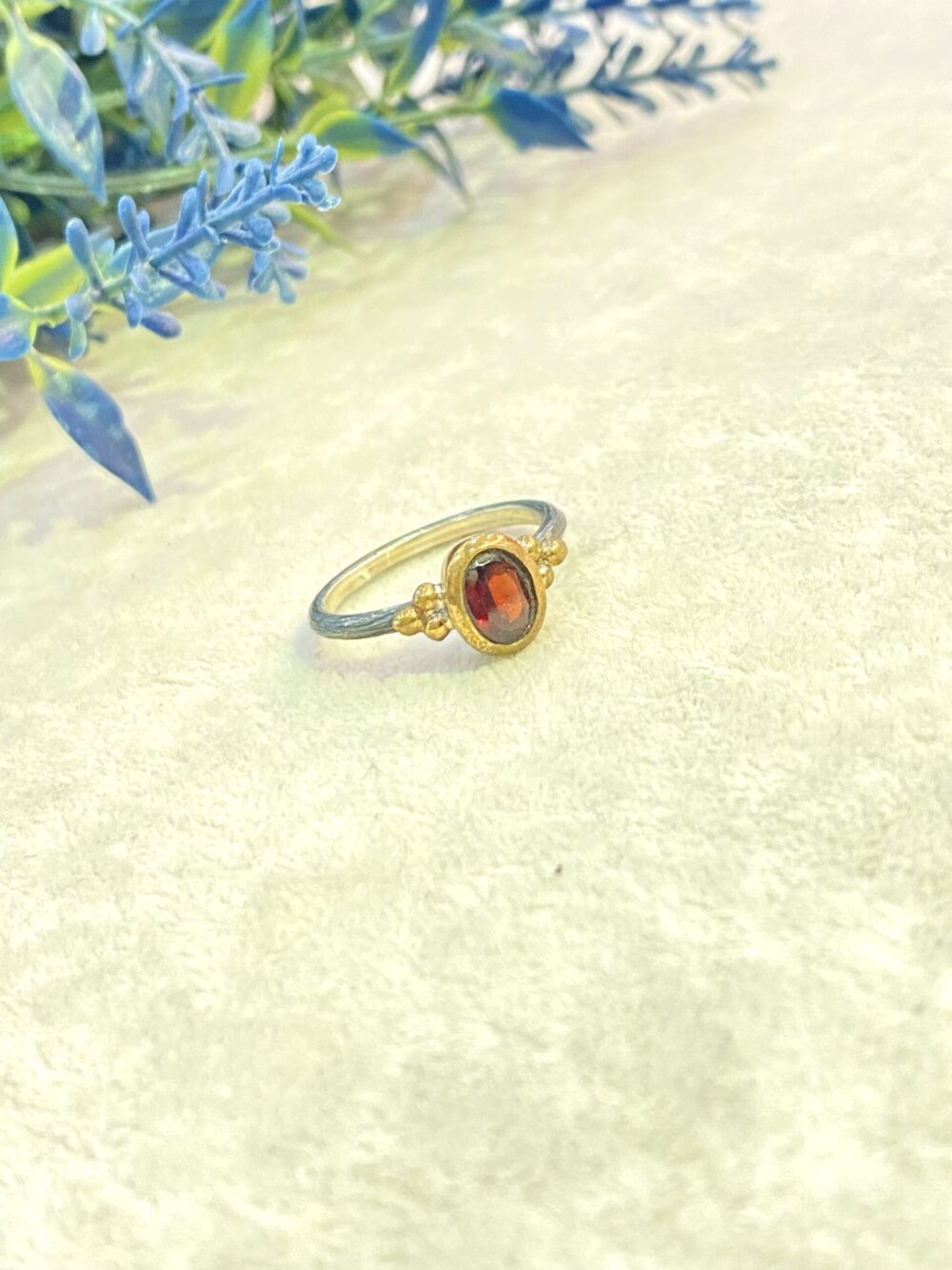 Lal Doğal Taş Gümüş Yüzük