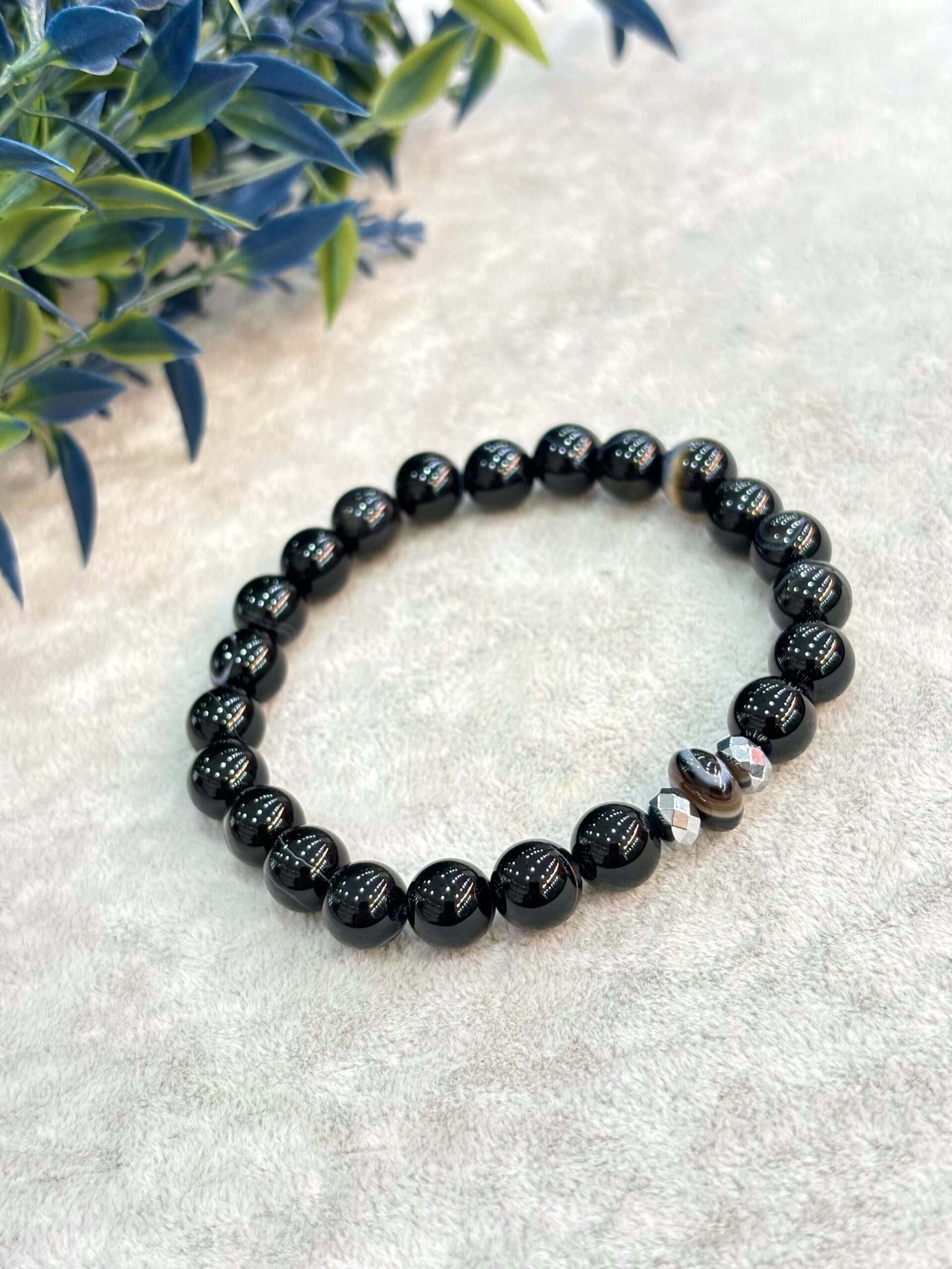 Black Agate Hematit Natural Stone Bracelet