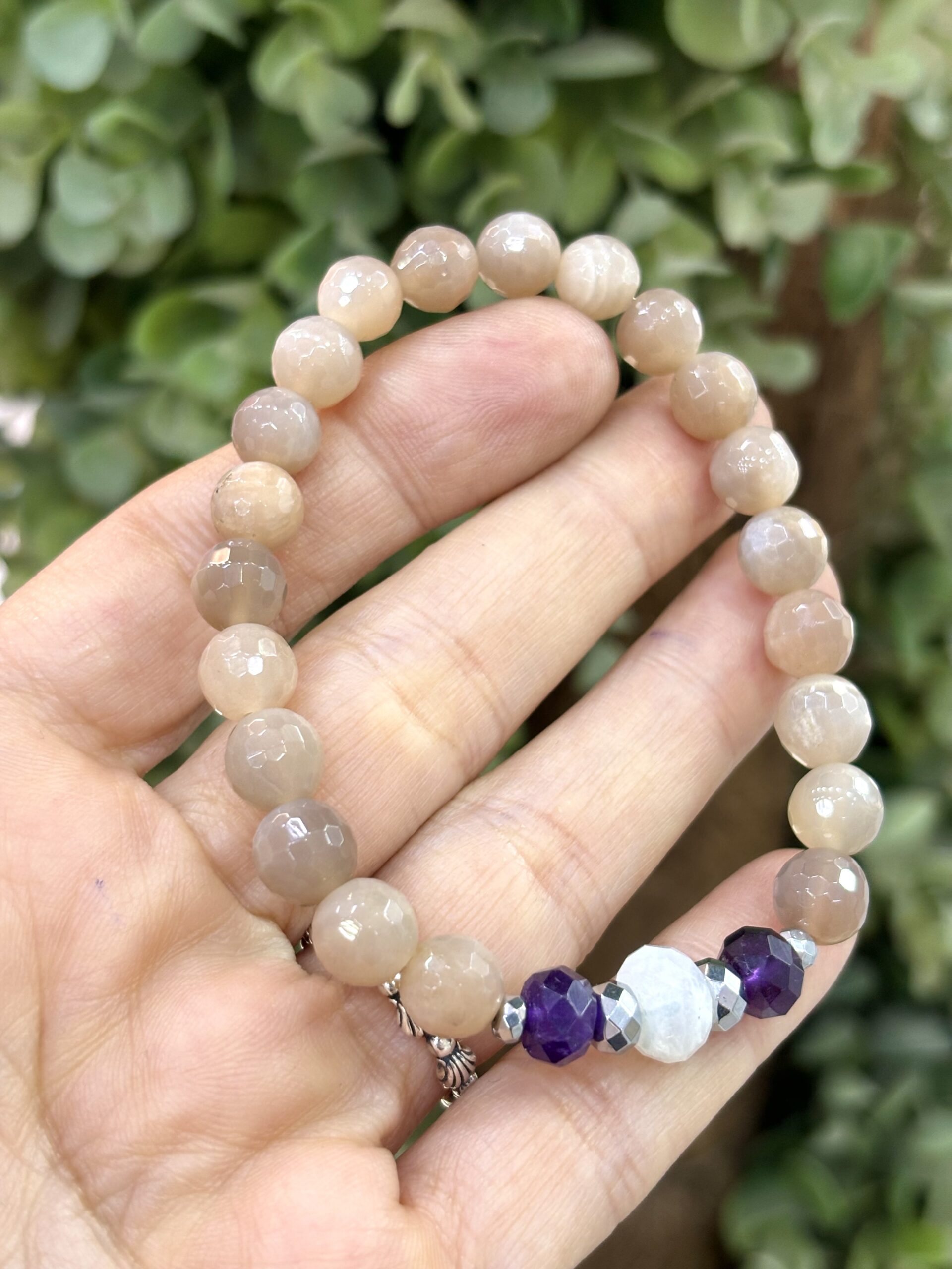 Sun Moonstone Amethyst Natural Stone Bracelet