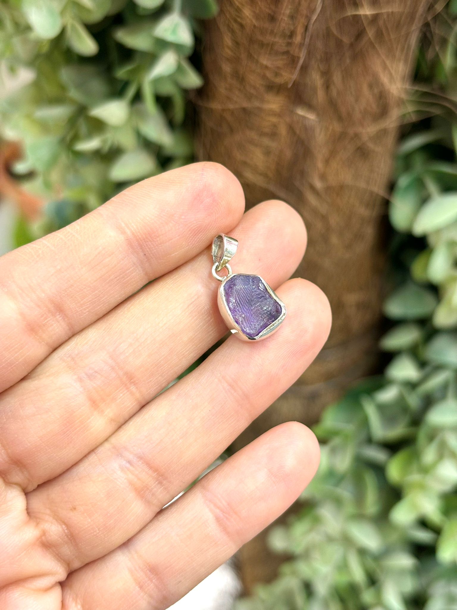 Amethyst Natural Stone Silver Necklace Pendant