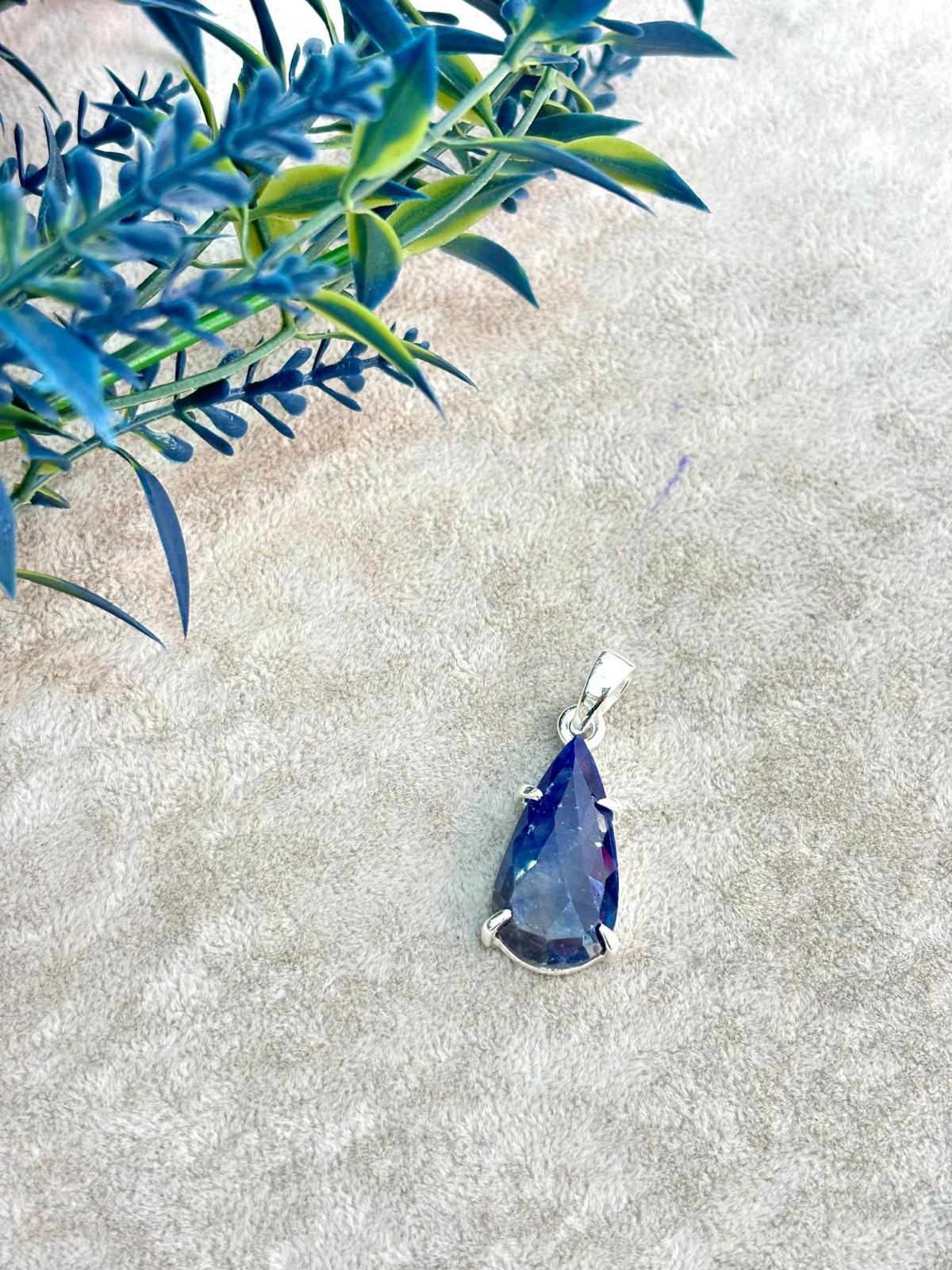 Sapphire Natural Stone Silver Necklace Pendant