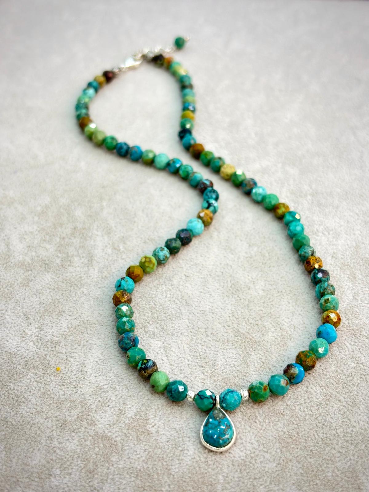 Turquoise Natural Stone Silver Necklace