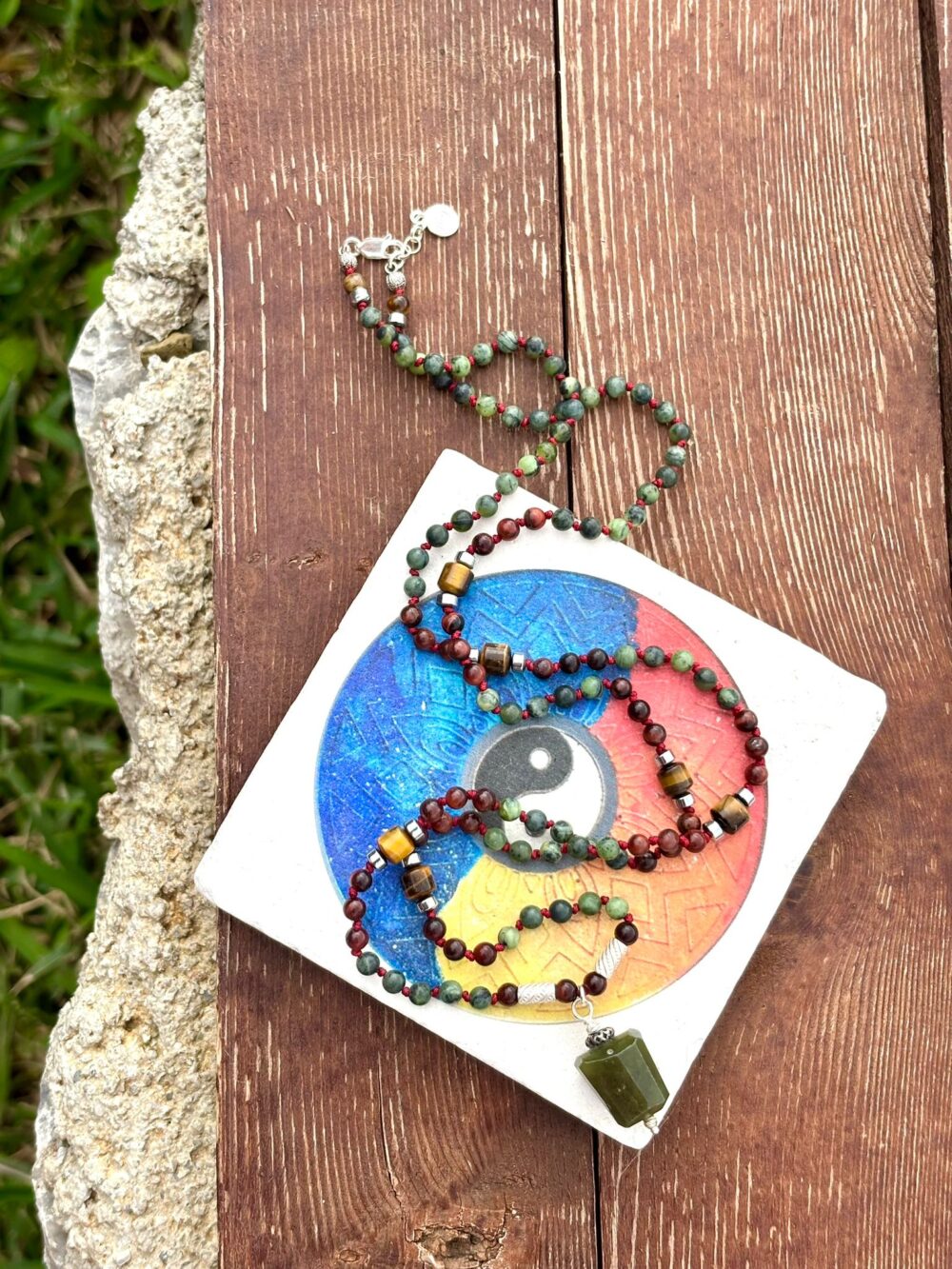 Kaplangözü - Yeşim - Jasper Doğal Taş Gümüş Kolye