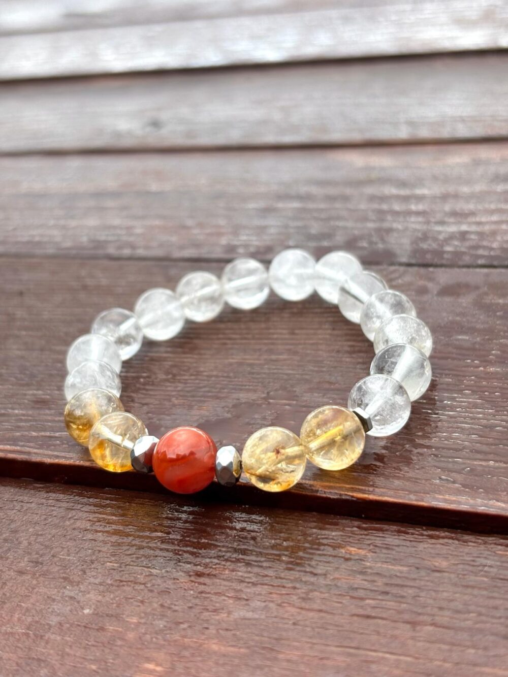 Kristal Kuvars - Sitrin - Akik Doğal Taş Bileklik